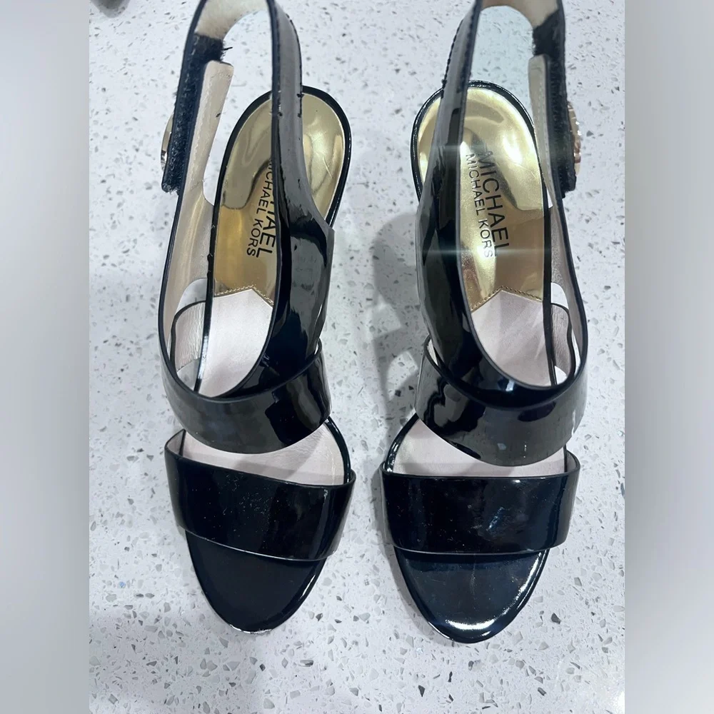 Michael Kors Glossy Black Heels Womens Size 7 VGUC - Picture 3 of 10